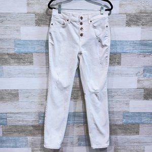 LC LAUREN CONRAD Distressed Skinny Ankle Jeans White Womens 4